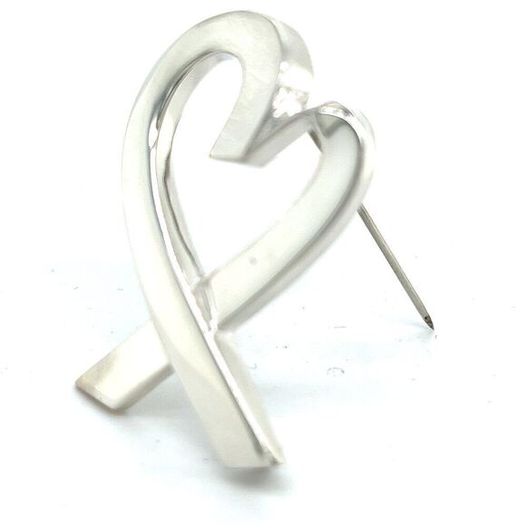 Tiffany & Co Estate Heart Brooch Pin Sterling Silver TIF653 - Picture 4 of 12